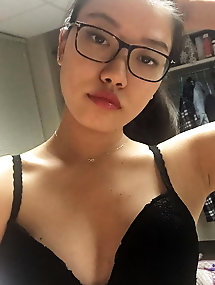 Diminutive chinese Selfie female bare-chested And teases